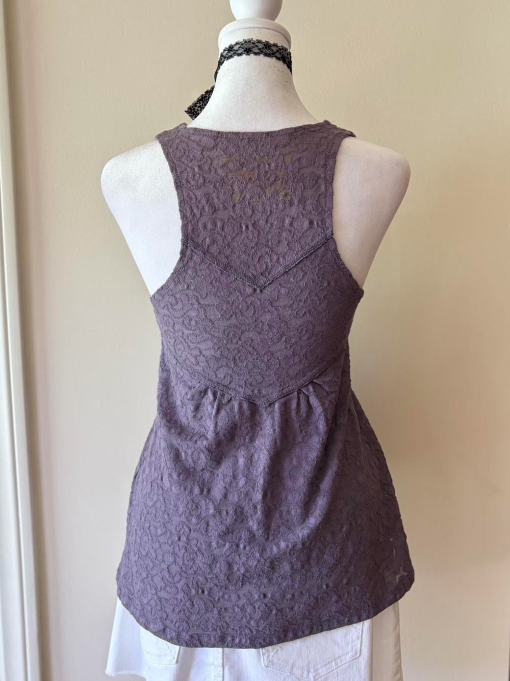RARE Free People vintage Y2K fairy boho embroidered tank top purple floral S - Picture 7 of 11